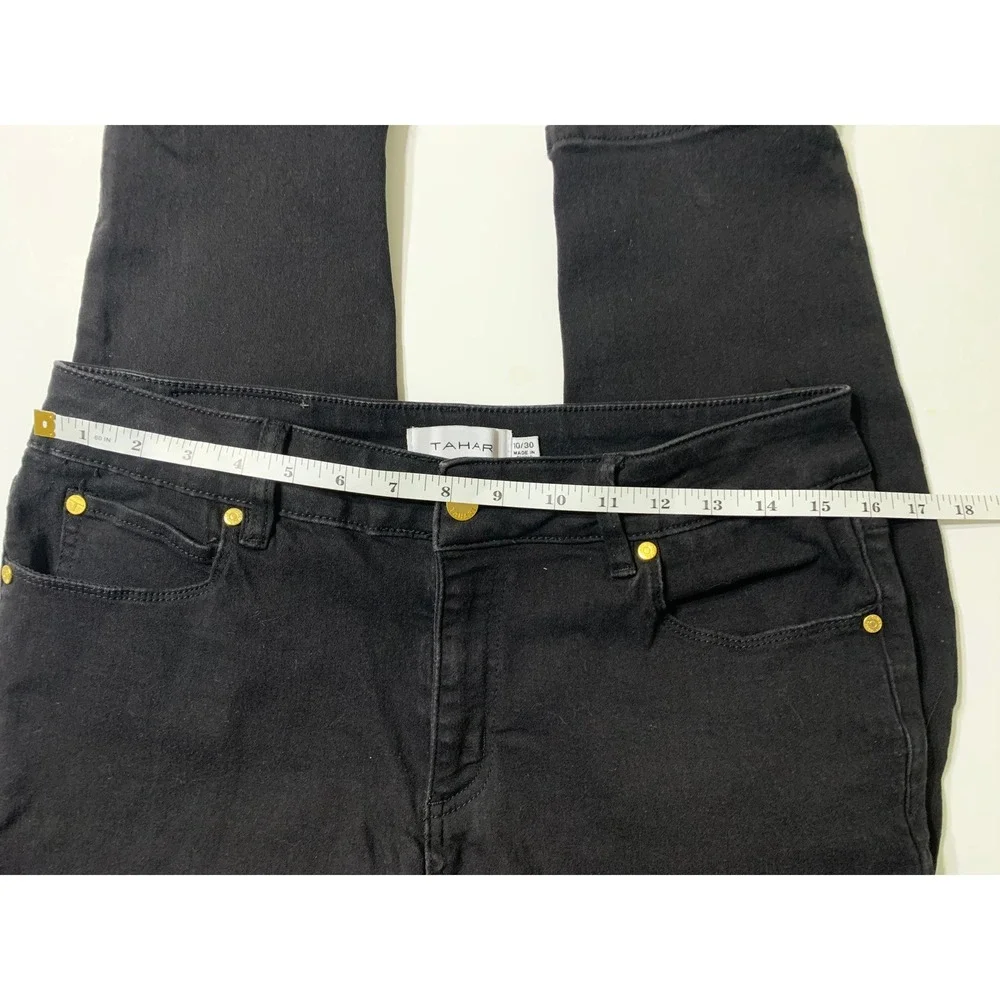 Tahari Premium Denim Womens Black Skinny‎ Jeans Gold Hardware Size 10/30 Ankle